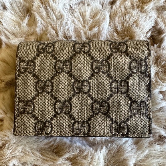 GUCCI - Authentic GG Supreme Canvas Bi-Fold Mini Wallet 508757 Beige / Brown - Picture 1 of 10